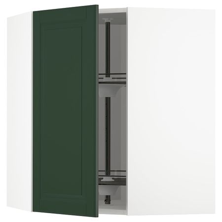 Угловой навесного шкаф с вращающейся секц, белый/Будбин темно-зеленый 68x80 см IKEA METOD МЕТОД 093.123.61