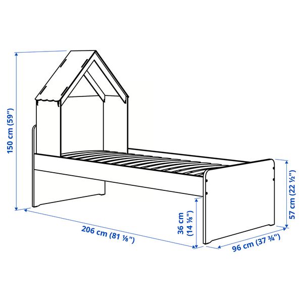 SLÄKT Каркас кровати - схема-чертеж с размерами