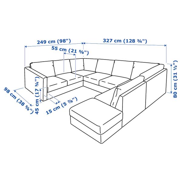 6-местный п-образный диван, с открытым торцом, Гуннаред бежевый IKEA ВИМЛЕ 692.115.90 - фото 5