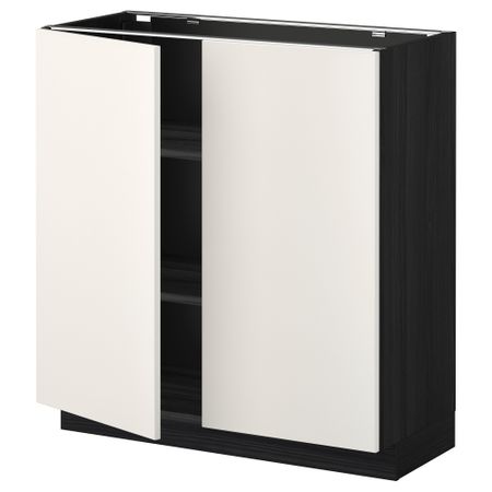 Напольный шкаф с полками, 2 двери МЕТОД, черный, Веддинге белый
