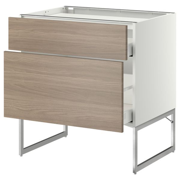 Напольный шкаф, 2 фронтальных панели, 3 ящика МЕТОД / МАКСИМЕРА, белый, Брокхульт светло-серый - схема-чертеж с размерами