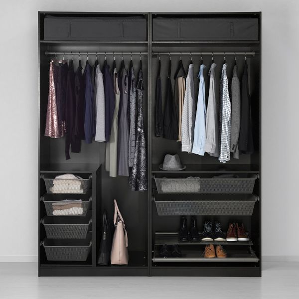 Гардероб, черно-коричневый, Аули Сэккен, 200x66x236 см IKEA ПАКС 293.058.59 - фото 3