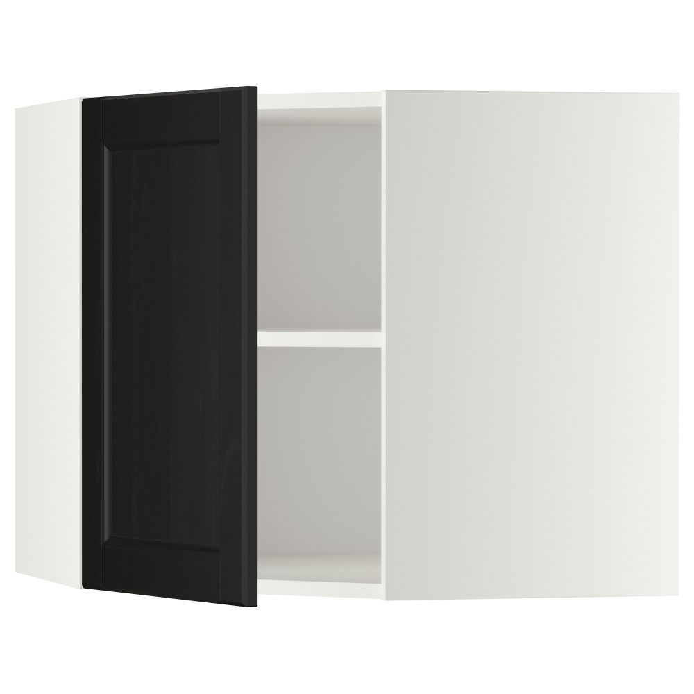 Угловой навесной шкаф с полками МЕТОД, белый, Лаксарби черно-коричневый - схема-чертеж с размерами