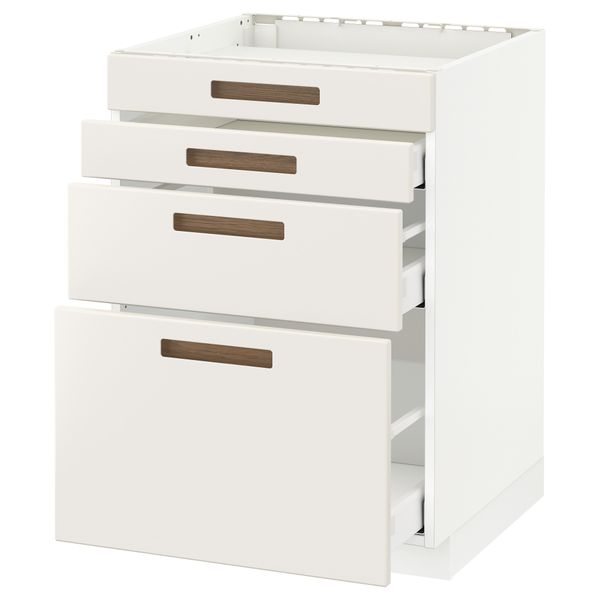 Напольный шкаф для духовки, 4фасада, 3 ящика МЕТОД / МАКСИМЕРА, белый, Мэрста белый - схема-чертеж с размерами