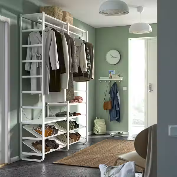 ELVARLI Гардероб, комбинация - белый 165x40x216 см - схема-чертеж с размерами