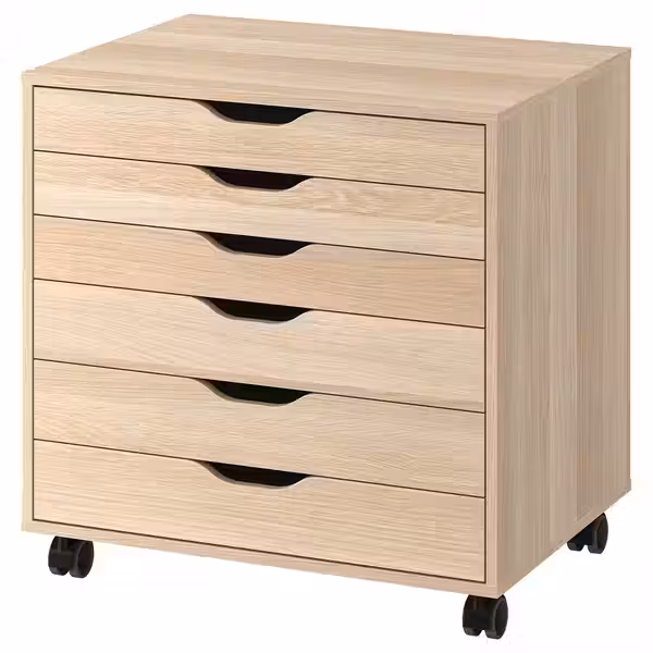 ALEX Тумба с ящиками на колесах - белая морилка/под дуб 67x66 см - фото 1