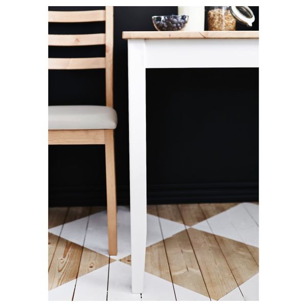 Стол и 2 стула, светлая морилка антик белая морилка/Рамна бежевый 74x74 см IKEA LERHAMN ЛЕРХАМН 193.062.89 - фото 4