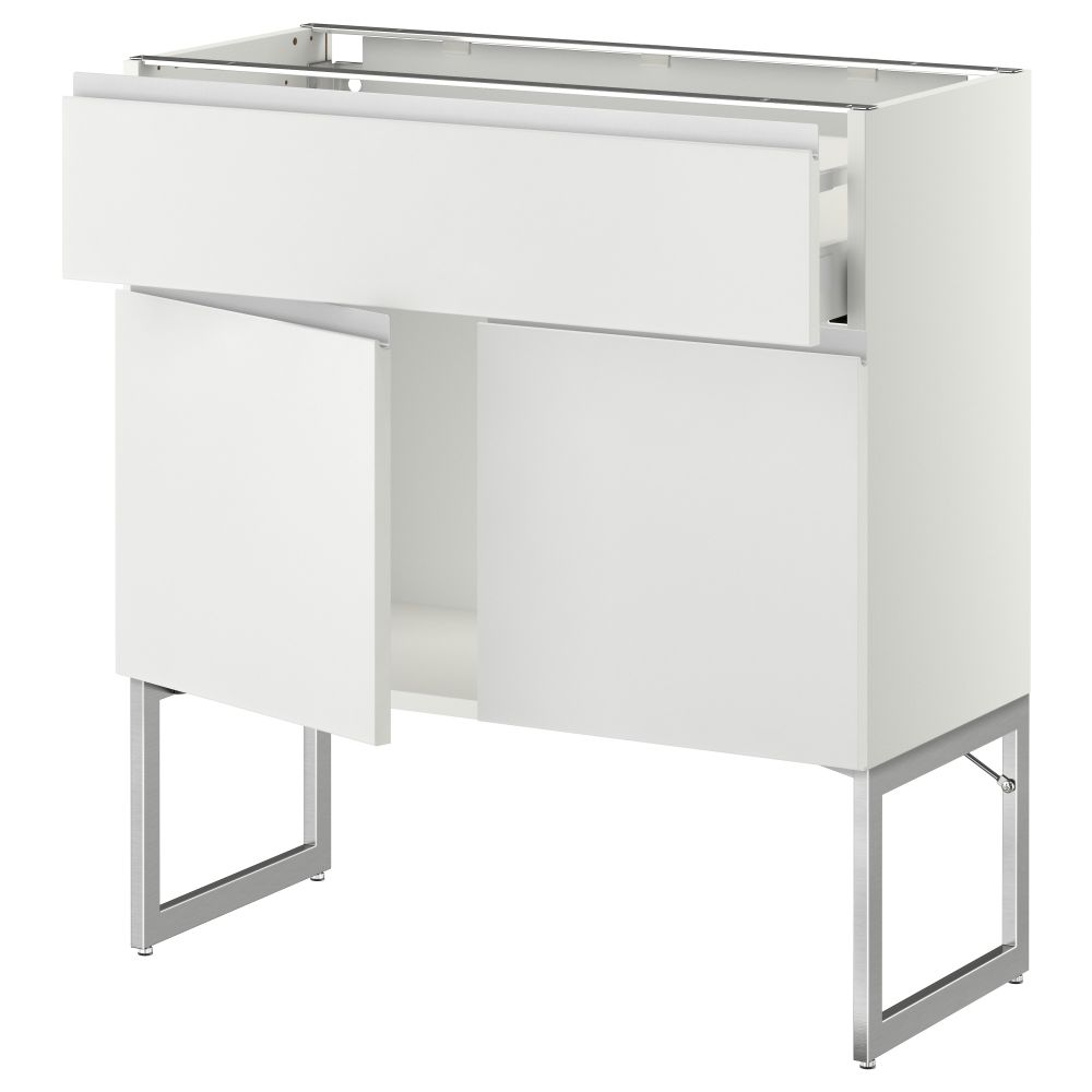 Напольный шкаф, полки, ящик, 2 двери МЕТОД / МАКСИМЕРА, белый, Нодста белый - схема-чертеж с размерами