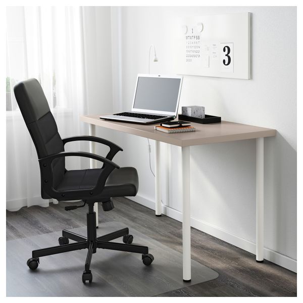 Стол ЛИННМОН / АДИЛЬС, геометрический бежевый, белый (120x60 см) - фото 2