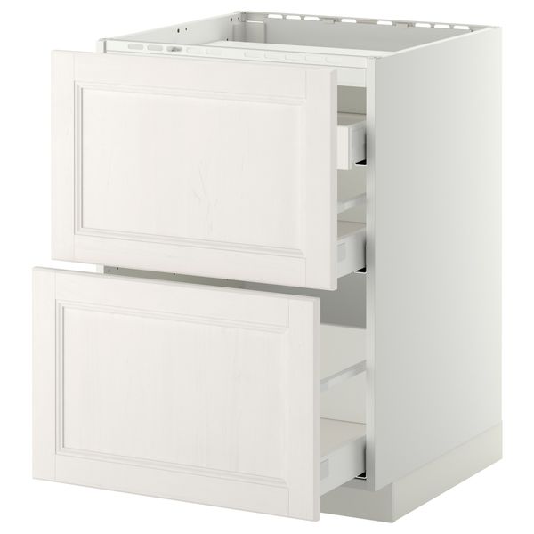 Напольный шкаф, 2 фронтальных панели, 3 ящика МЕТОД / МАКСИМЕРА, белый, Лаксарби белый - схема-чертеж с размерами