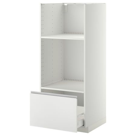 Высокий шкаф с ящиком для духовки/СВЧ МЕТОД / МАКСИМЕРА, белый, Нодста белый (60x60x140 см)