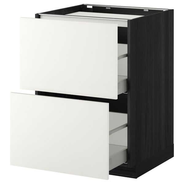 Напольный шкаф, 2 фронтальных панели, 3 ящика МЕТОД / МАКСИМЕРА, черный, Хэггеби белый - фото 1