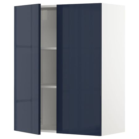 Навесной шкаф с полками/2дверцы, белый/Ерста черно-синий 80x100 см IKEA METOD МЕТОД 392.755.69