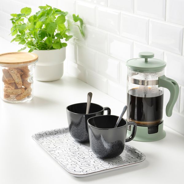 Поднос, с рисунком/черный-белый 20x28 см IKEA VÅRFEST ВОРФЕСТ 805.159.53 - схема-чертеж с размерами