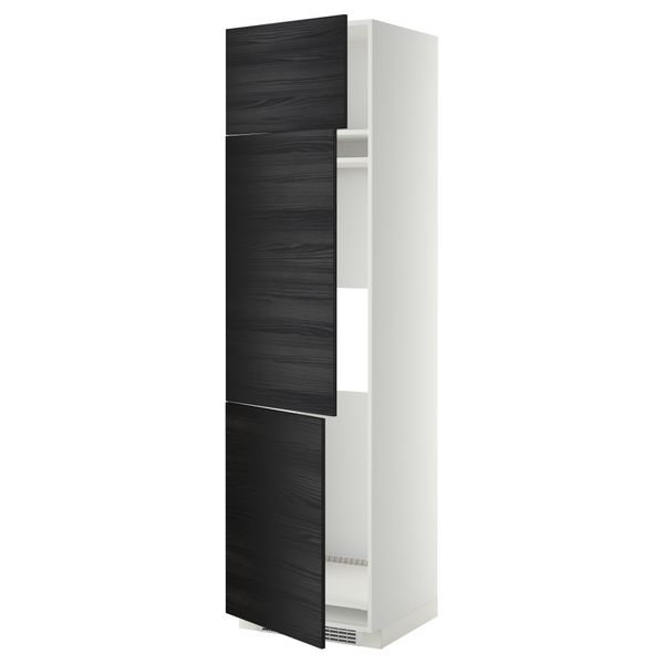 Высокий шкаф для холодильника или морозильника, с 3 дверями МЕТОД, белый, Тингсрид черный - схема-чертеж с размерами