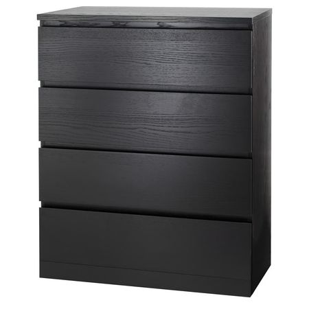 MALM Комод с 4 ящиками - черно-коричневый 80x100 см