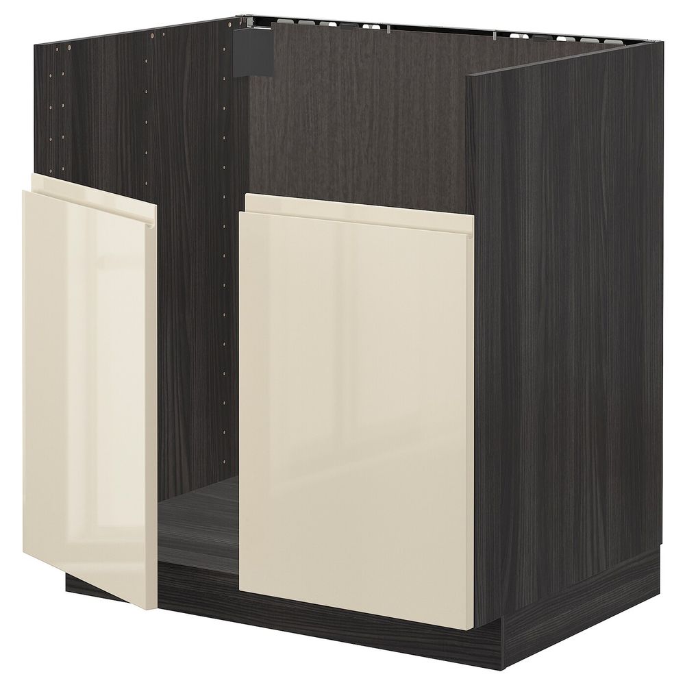 Шкаф для двойной мойки БРЕДШЁН, черный, Воксторп глянцевый светло-бежевый 80x60 см IKEA МЕТОД 492.997.44 - схема-чертеж с размерами