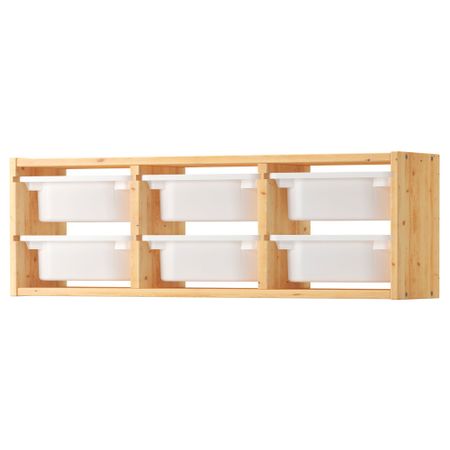 Настенный модуль для хранения ТРУФАСТ, сосна, белый (93x21x30 см)