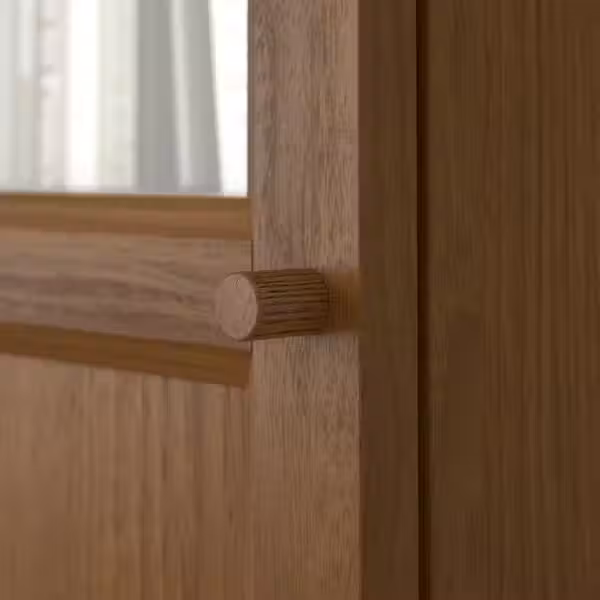 BILLY / OXBERG Стеллаж/панельная/стеклянная дверь - коричневый под грецкий орех 40x30x202 см - фото 4