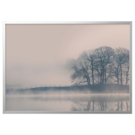 Картина с рамой, Туманный пейзаж/цвет алюминия 140x100 см IKEA BJÖRKSTA БЬЁРКСТА 093.846.83