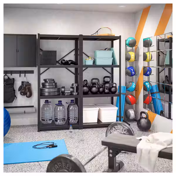 BROR Комбинация: полки/шкаф/тележка - чёрный/сосновая фанера - фото 7