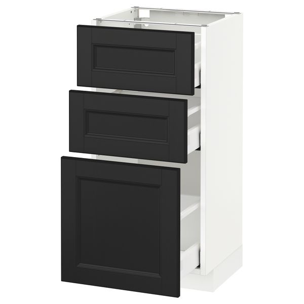 Напольный шкаф с 3 ящиками МЕТОД / МАКСИМЕРА, белый, Лаксарби черно-коричневый - схема-чертеж с размерами