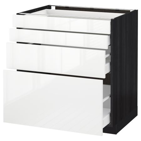 Напольный шкаф 4 фронтальных панели, 4 ящика МЕТОД / МАКСИМЕРА, черный, Рингульт белый