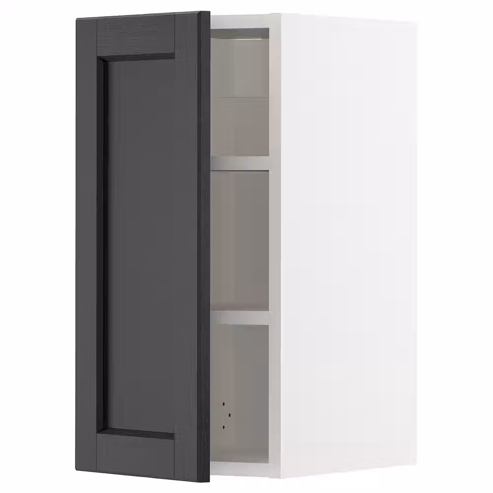 METOD Навесной шкаф с полками - белый/Lerhyttan черная морилка 30x60 см - фото 1