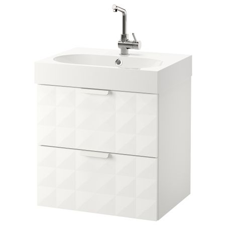 Шкаф для раковины с 2 ящиками ГОДМОРГОН / БРОВИКЕН, Решён белый (61x49x68 см)