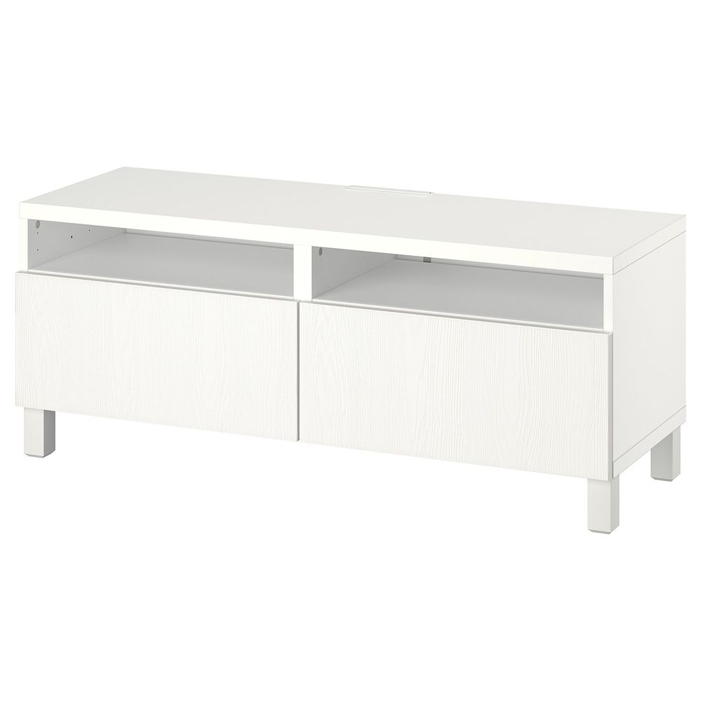 Тумба под ТВ, с ящиками, белый/тиммер/стуббар белый 120x42x48 см IKEA BESTÅ БЕСТО 094.402.07 - фото 1