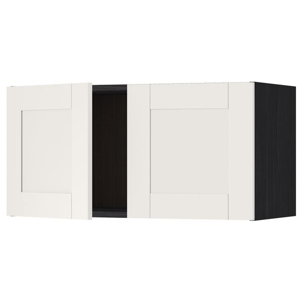 Навесной шкаф с 2 дверями МЕТОД, черный, Сэведаль белый (80x40 см) - схема-чертеж с размерами