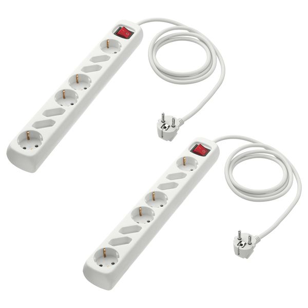 Удлинитель 8-местный с выключателем КОПЛА, с заземлением белый (1.5 м) - схема-чертеж с размерами