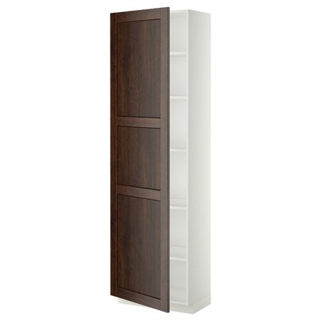 Высокий шкаф с полками, белый/Эдсерум коричневый 60x37x200 см IKEA METOD МЕТОД 094.449.41