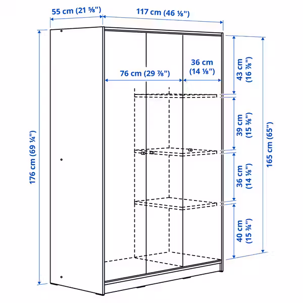 IKEA, дополнительный ракурс - схема-чертеж с размерами