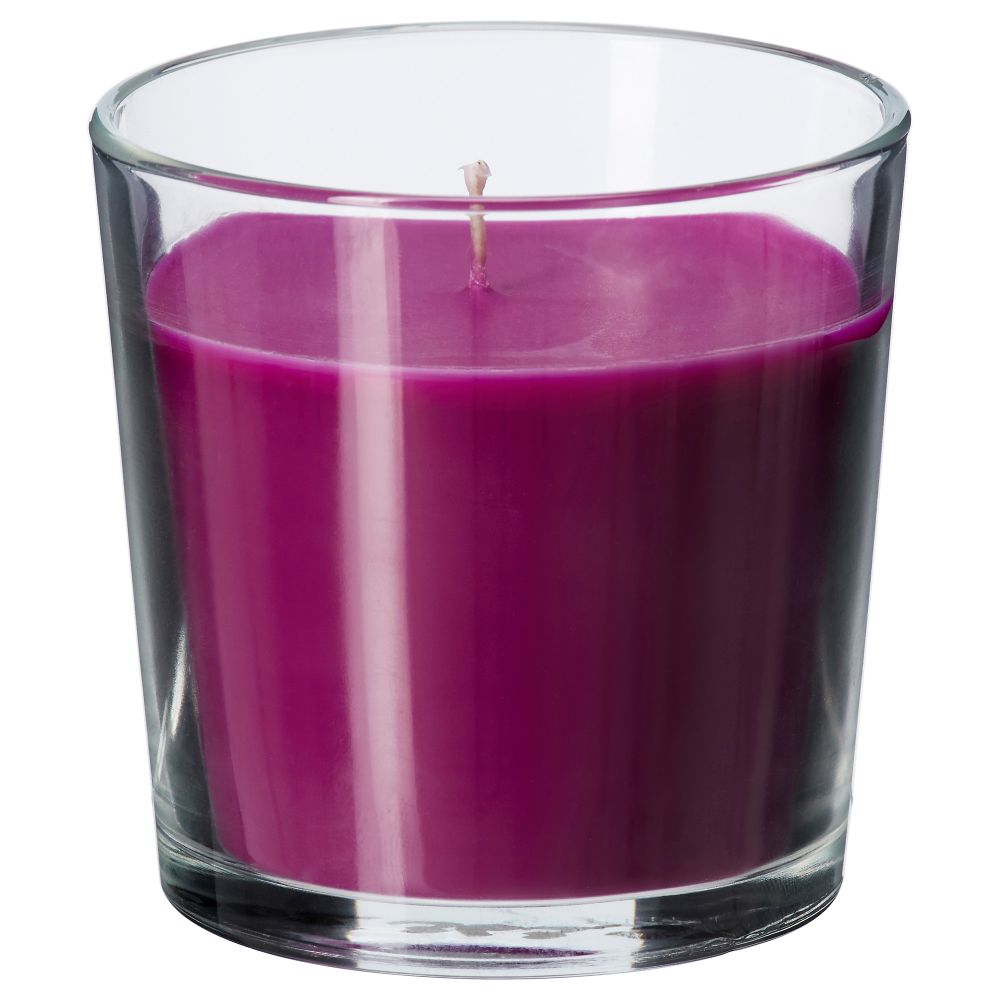 Ароматическая свеча в стакане СИНЛИГ, Цветение сиреневый, сиреневый (7.5 см) - фото 1