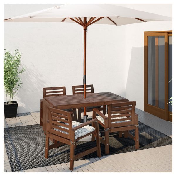 Стол + 4 кресла, для сада ЭПЛАРО, коричневая морилка, Стегон бежевый - фото 2