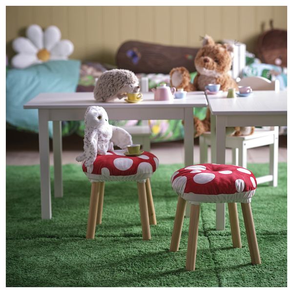 SKOGSDUVA СКОГСДУВА Чехол на табурет - в форме мухомора/красный белый - схема-чертеж с размерами