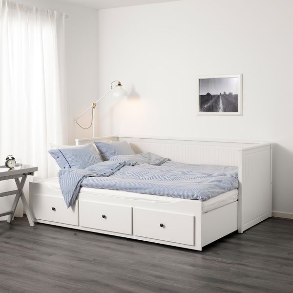 Кушетка с 2 матрасами/3ящиками, белый/Малфорс жесткий 80x200 см IKEA HEMNES ХЕМНЭС 692.111.99 - фото 4