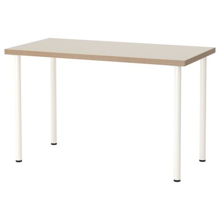 Стол ЛИННМОН / АДИЛЬС, бежевый, белый (120x60 см)