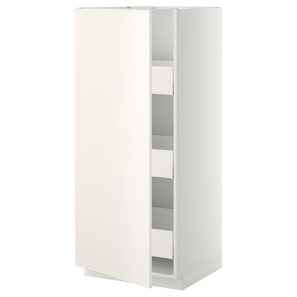 Высокий шкаф с ящиками МЕТОД / МАКСИМЕРА, белый, Веддинге белый - фото 1