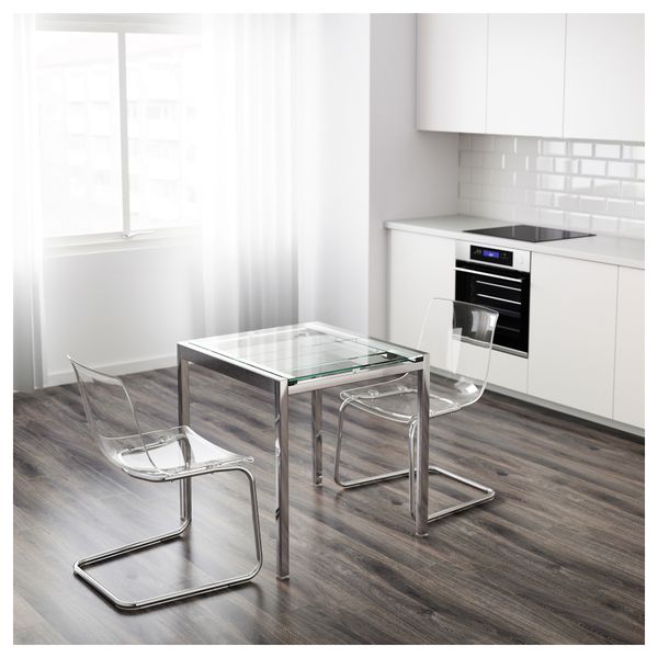 Раздвижной стол ГЛИВАРП, прозрачный, хромированный (75/115x70 см) - фото 2