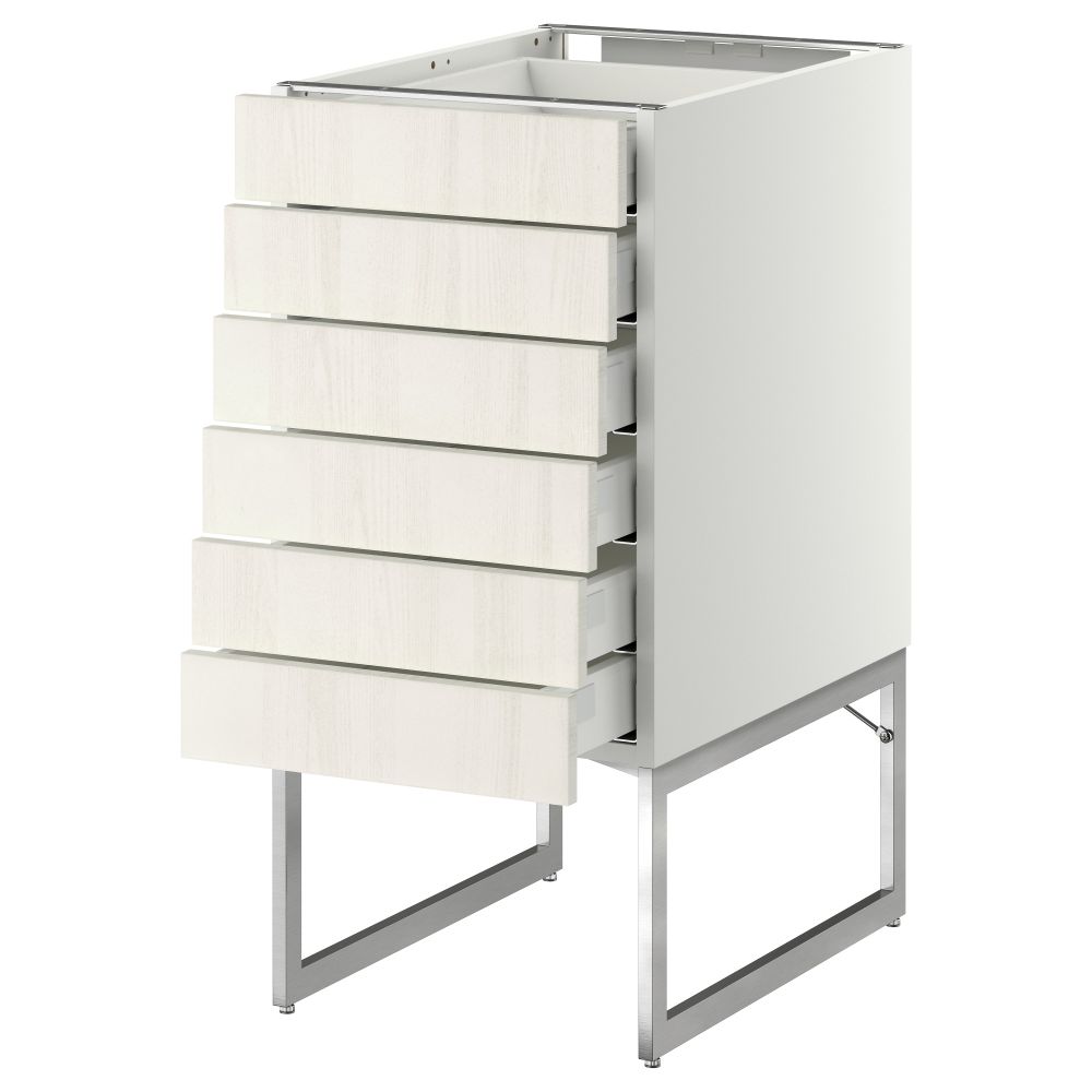 Напольный шкаф 6 фронтальных панелей, 6 нижних ящиков МЕТОД / МАКСИМЕРА, белый, Росдаль белый - схема-чертеж с размерами