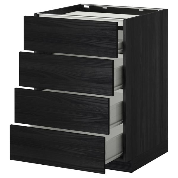 Напольный шкаф, 4 фронтальных панели, 4 ящика МЕТОД / ФОРВАРА, черный, Тингсрид черный - фото 1