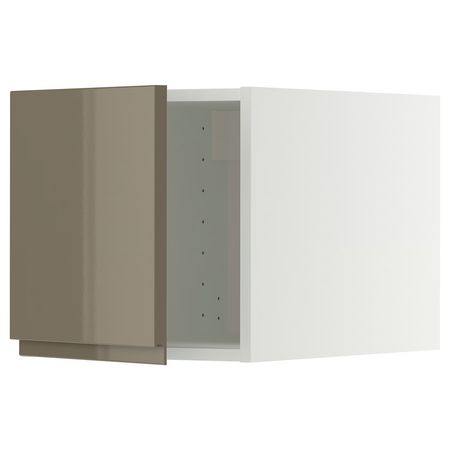 METOD Верхний шкаф - белый/Voxtorp глянцевый темный серо-коричневый 40x40 см