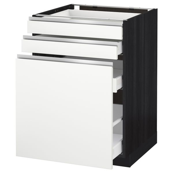 Напольный шкаф с выдвижными модулями, 2 фронтальные панели МЕТОД / МАКСИМЕРА, черный, Нодста белый - схема-чертеж с размерами