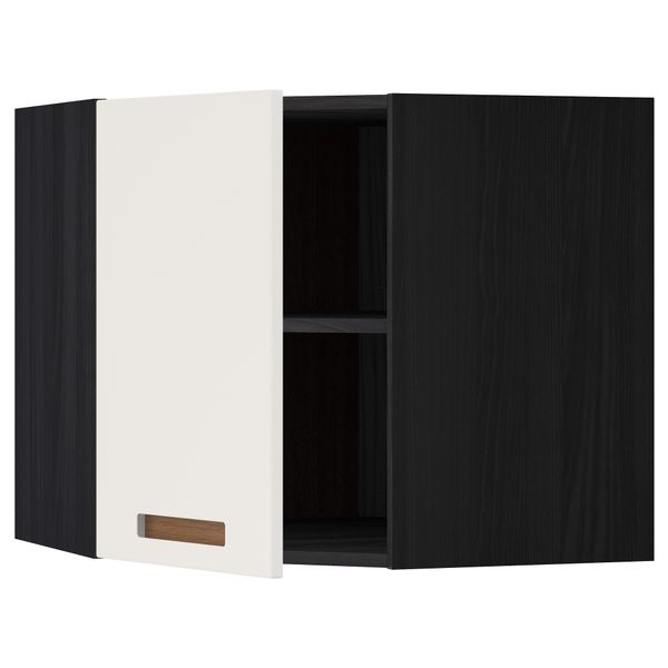 Угловой навесной шкаф с полками МЕТОД, черный, Мэрста белый - схема-чертеж с размерами