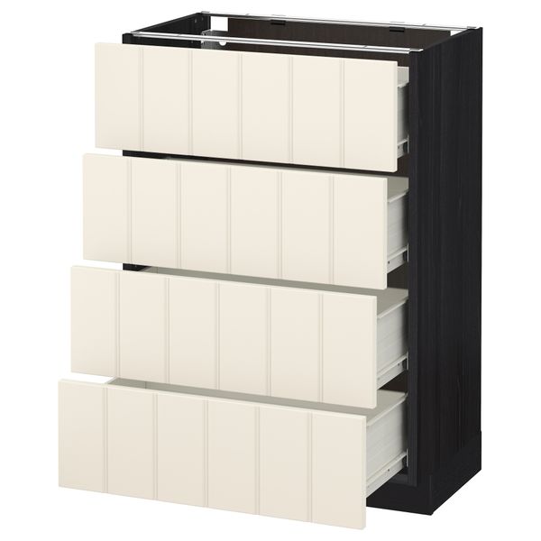 Напольный шкаф 4 фронтальных панели, 4 ящика МЕТОД / ФОРВАРА, черный, Хитарп белый с оттенком - схема-чертеж с размерами