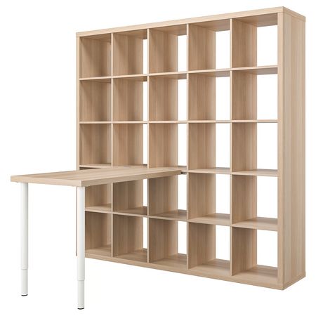 KALLAX / LINNMON Стол, комбинация - белый/под беленый дуб 182x139x182 см