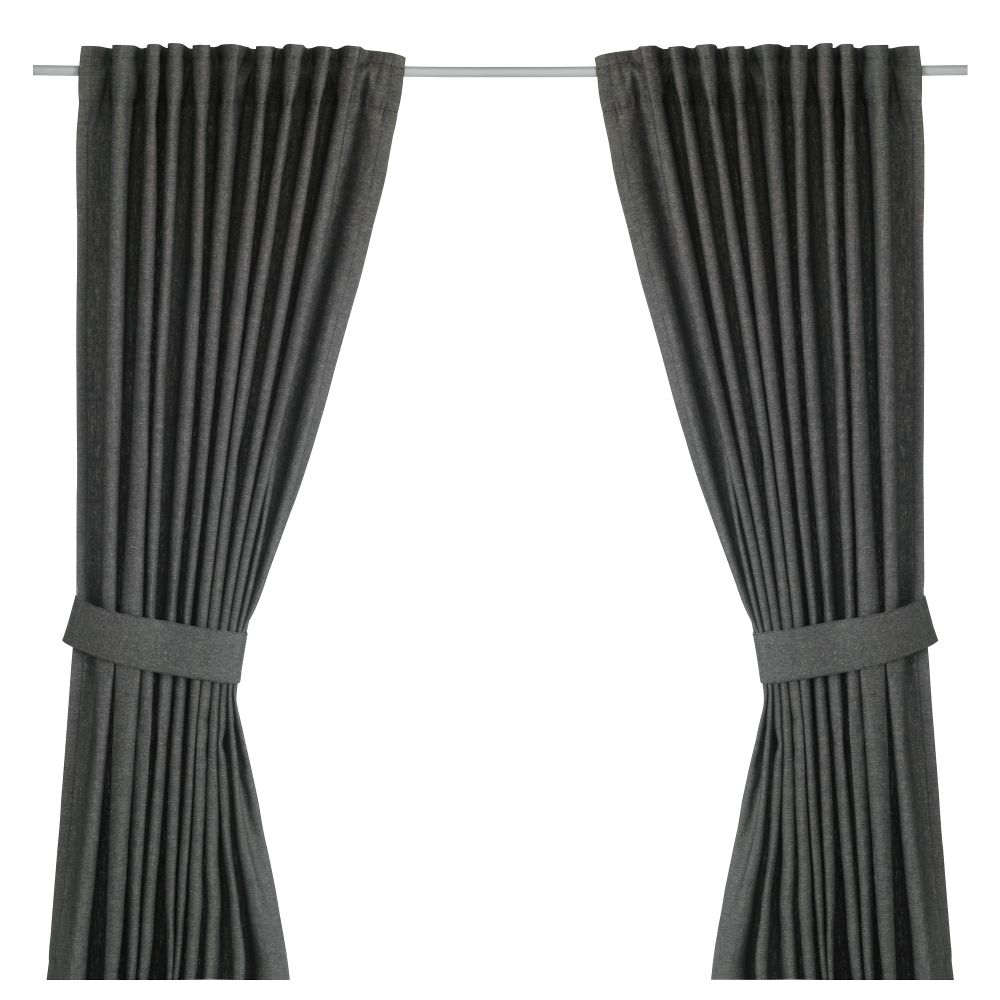 Гардины с прихватом, 1 пара ИНГЕРТ, темно-серый (145x300 см) - фото 1