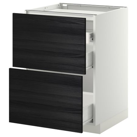 Напольный шкаф, 2 фронтальных панели, 3 ящика МЕТОД / ФОРВАРА, белый, Тингсрид черный